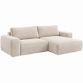 Sofá com Chaise Longue à Direita em Tecido Bouclé Bege 250 x 160 x 80 cm