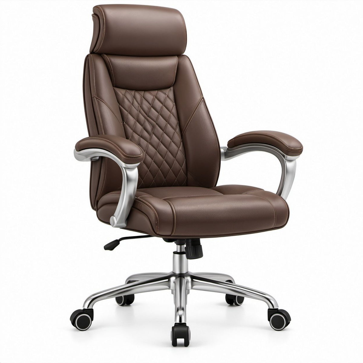 Cadeira de Escritório Executiva Ergonómica em Couro Sintético PU Castanho 68 x 70 x 118-128 cm