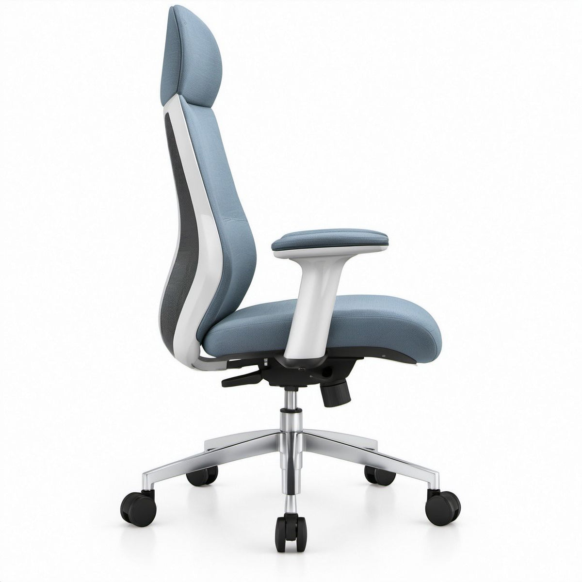 Cadeira de Escritório Ergonómica Giratória Azul-claro, Branca, Preta e Cinzenta em Poliéster e Polipropileno 66 x 66 x 118-128 cm