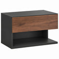 Mesa de Cabeceira Retangular em MDF Preto e Castanho Nogueira, 50 x 40 x 50 cm