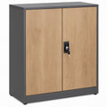 Armário com 2 Portas e Fechadura, Carvalho Natural e Cinzento Escuro, 90 x 45 x 120 cm