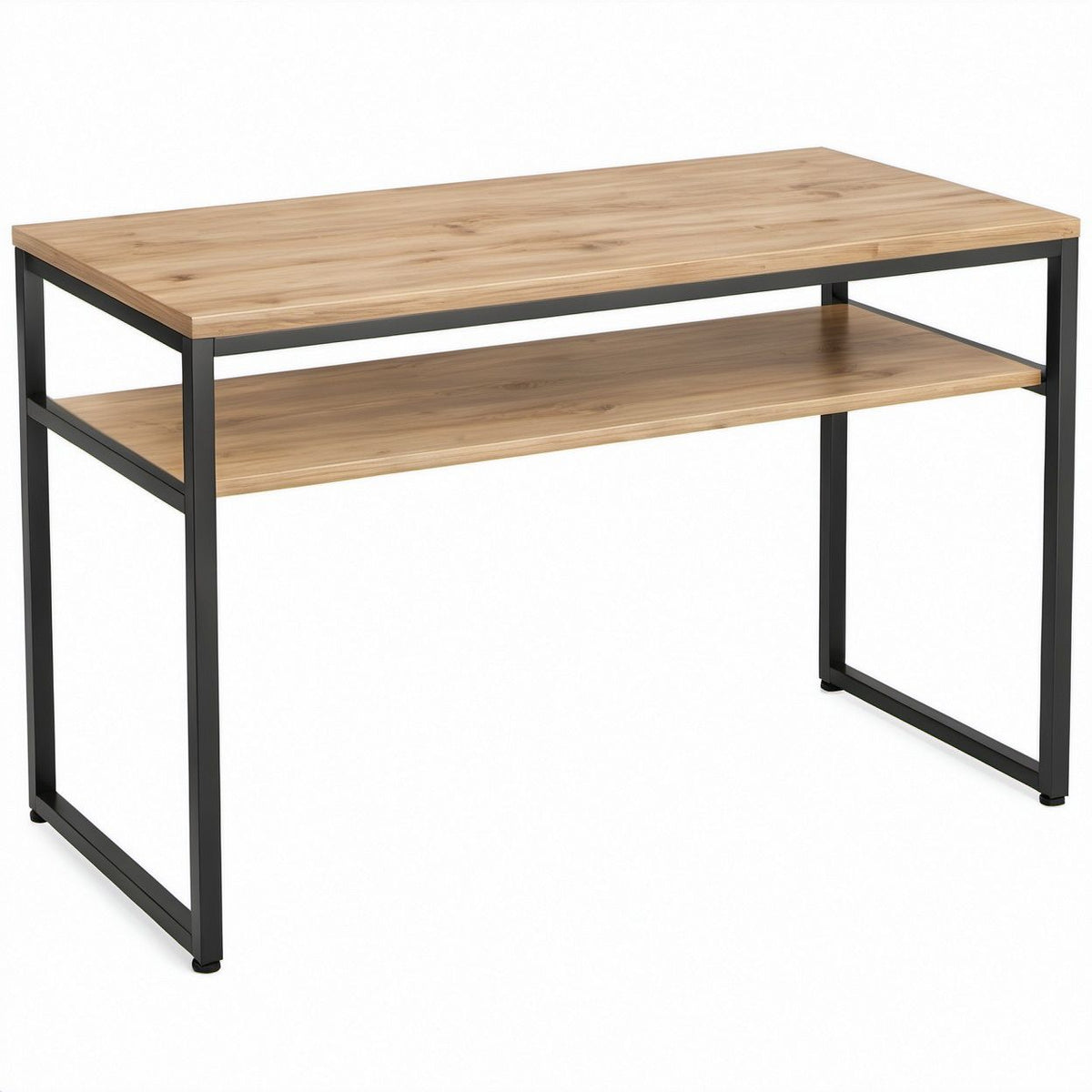 Secretária para Computador em Bambu e Aço Castanho Natural e Preto 120 x 60 x 75 cm