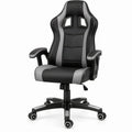 Cadeira Gaming Ergonómica Reclinável em Couro Sintético PU Preto e Cinzento, 65 x 65 x 119-129 cm
