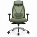 Cadeira de Escritório Ergonómica Giratória em Malha de Poliéster Verde com Apoio de Cabeça, 66 x 66 x 116-126 cm