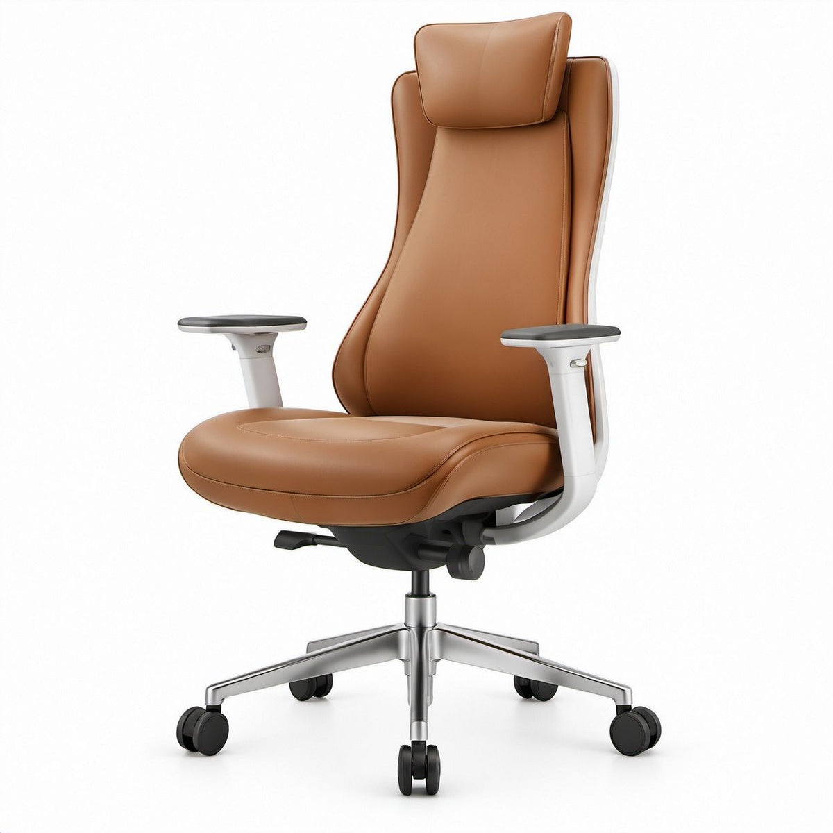 Cadeira Executiva Ergonómica em Couro Sintético PU Castanho 68 x 68 x 118-128 cm