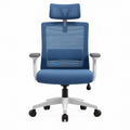 Cadeira de Escritório Ergonómica Giratória Azul com Apoio de Cabeça 64 x 64 x 118-128 cm