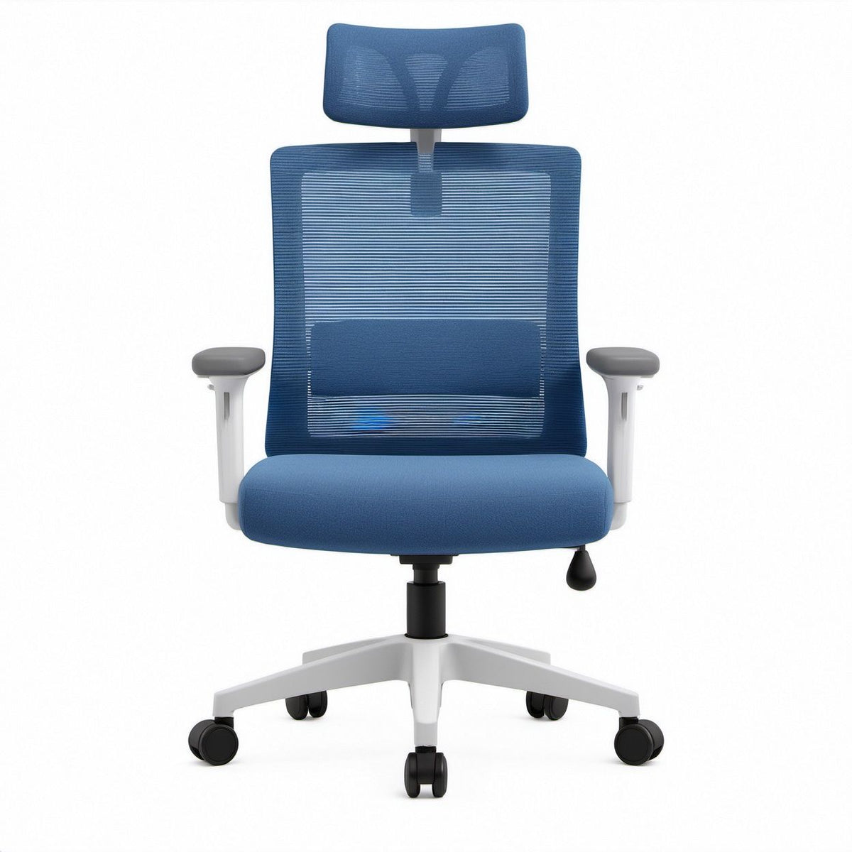 Cadeira de Escritório Ergonómica Giratória Azul com Apoio de Cabeça 64 x 64 x 118-128 cm