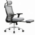 Cadeira de Escritório Ergonómica com Encosto Alto em Malha, Apoio de Pernas e Apoio de Cabeça Ajustável Cinzenta/Preta/Prateada 65 x 65 x 118-128 cm