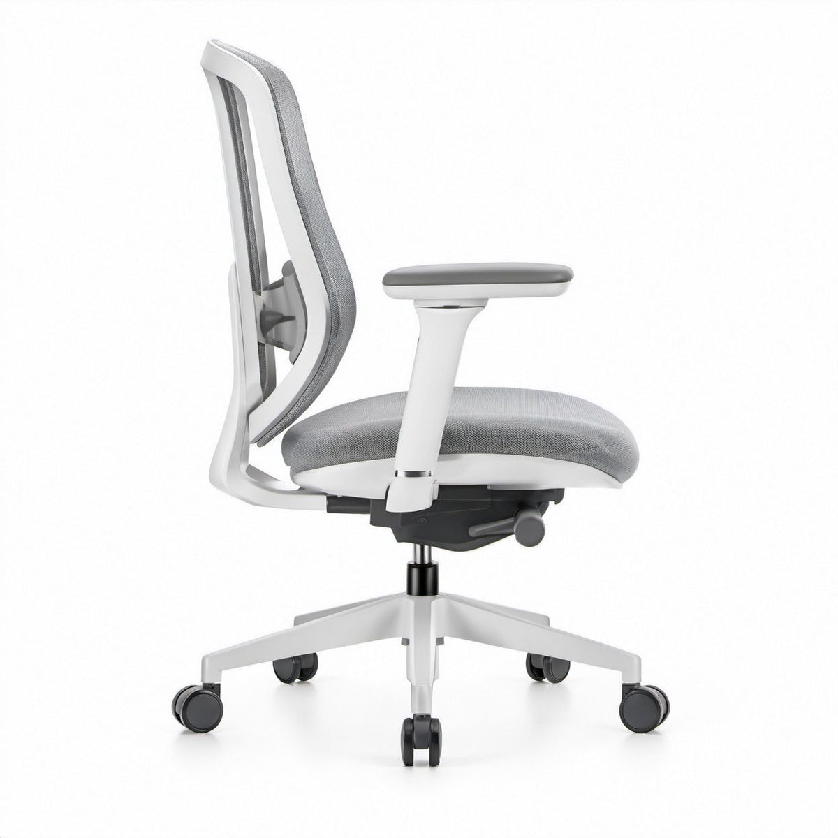 Cadeira de Escritório Ergonómica Giratória em Malha de Poliéster Cinzenta e Branca 66 x 66 x 118-128 cm