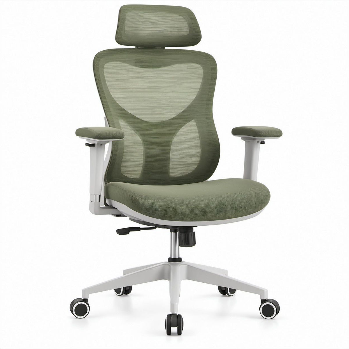 Cadeira Giratória Ergonómica em Malha Verde-oliva 64 x 64 x 118-128 cm