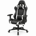 Cadeira de Gaming Ergonómica Reclinável Preta e Branca em Pele Sintética PU, 68 x 70 x 125-135 cm