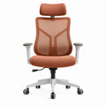 Cadeira de Escritório Ergonómica Giratória em Malha Laranja com Apoio de Cabeça, 64 x 64 x 118-128 cm