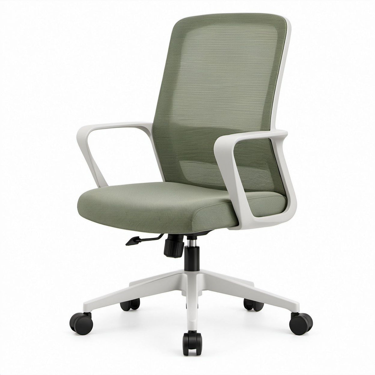 Cadeira de Escritório Ergonómica Verde-claro, Branca e Preta 64 x 64 x 108-118 cm
