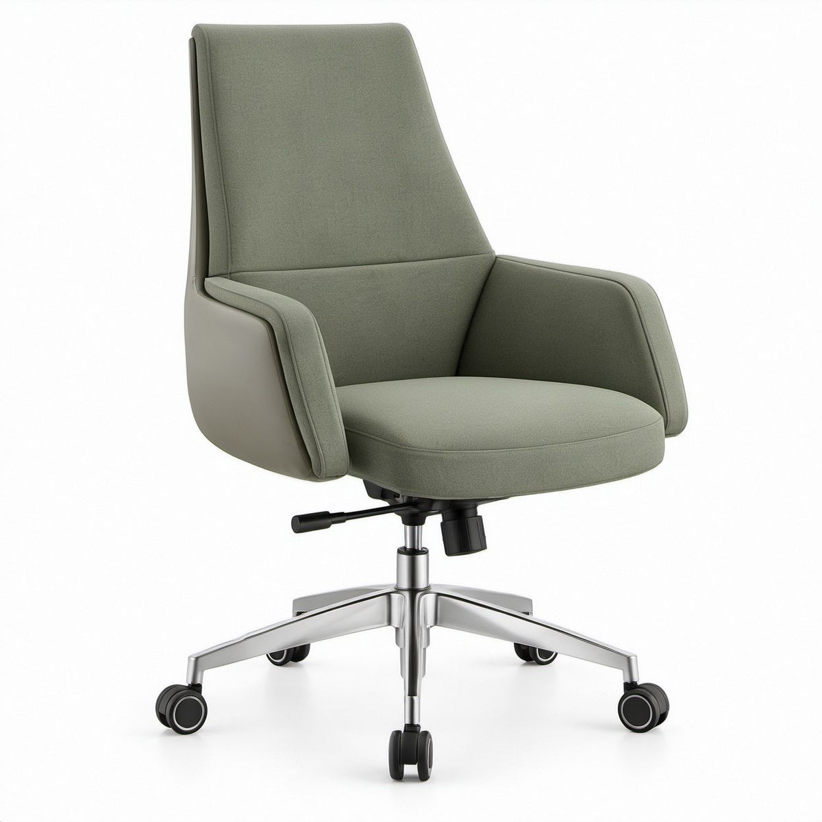 Cadeira de Escritório Giratória Verde com Braços e Base em Alumínio, 64 x 64 x 112-122 cm